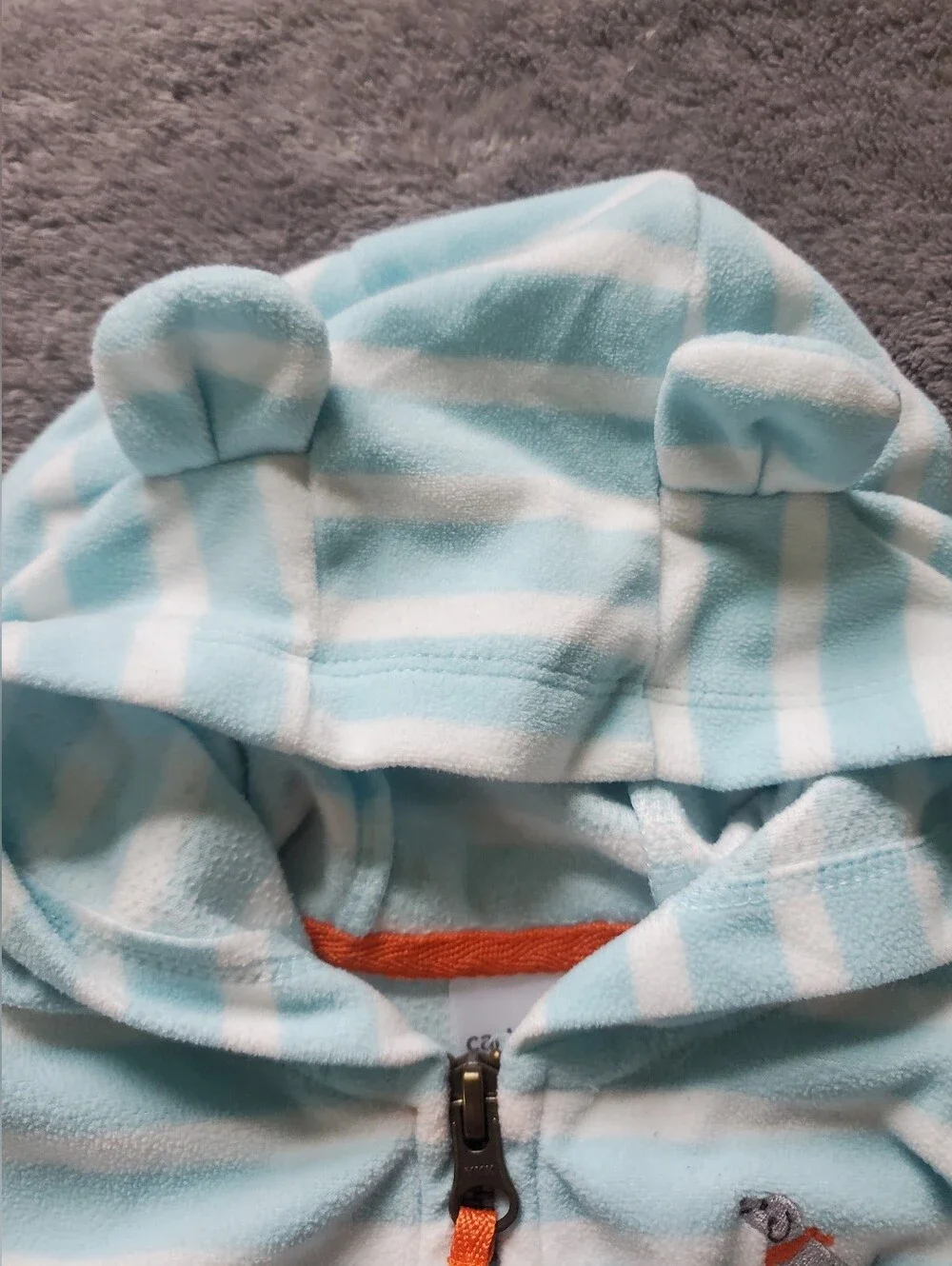 Carter's Baby Boy 12-18M Striped Hoodie Set - Light Aqua & Navy